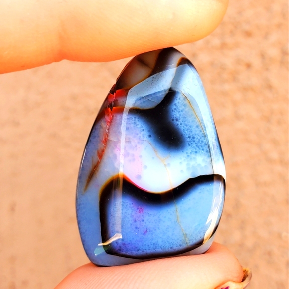 New Natural Yellow Black Fire Agate Pendant. - Picture 1 of 16